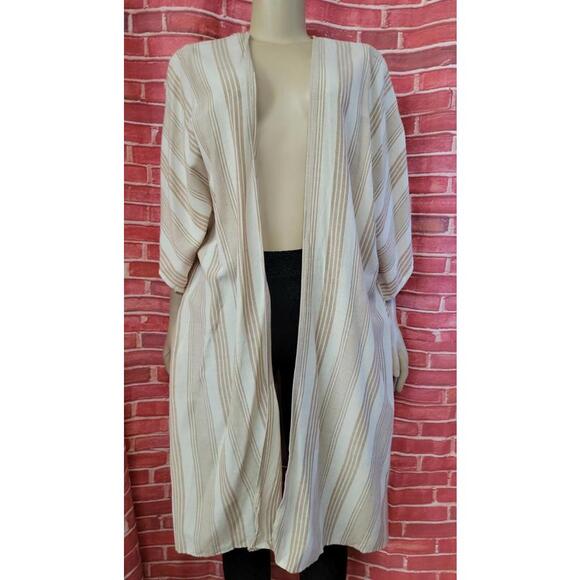 Universal Thread Ruana kimono Cape Poncho yellow Striped OSFM NWT #C - Picture 2 of 9